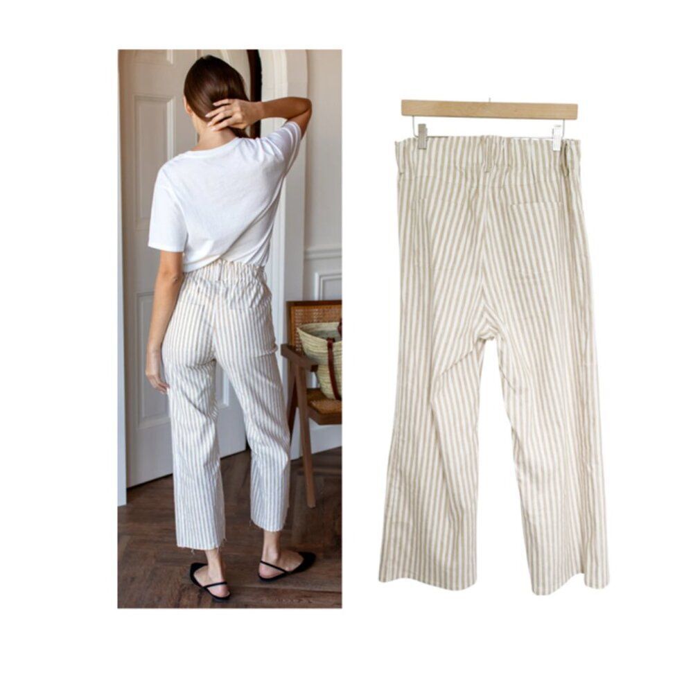 Emerson Fry Johnny Sailor Linen Pant XL NEW Stretch Waist Pull On Sand Stripe - Picture 2 of 10